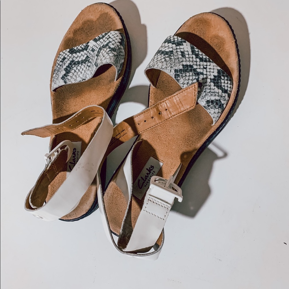 Snake-skin ankle sandals